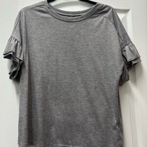 Gray Ruffle Sleeve Women's Top